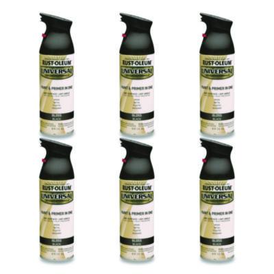 Rust-Oleum Universal Premium Spray Paint, Gloss Black, 12 oz Aerosol Can, 6/Carton (245196)