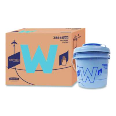 Kimtech W Aviation Wet Wipe System Bucket, 1 gal, Blue/Gray, 4/Carton (28646)