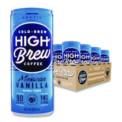 HIGH Brew Coffee Cold Brew Coffee + Protein, Mexican Vanilla, 8 oz Can, 12/Pack (00501)