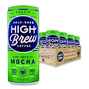 HIGH Brew Coffee Cold Brew Coffee + Protein, Dark Chocolate Mocha, 8 oz Can, 12/Pack (00503)