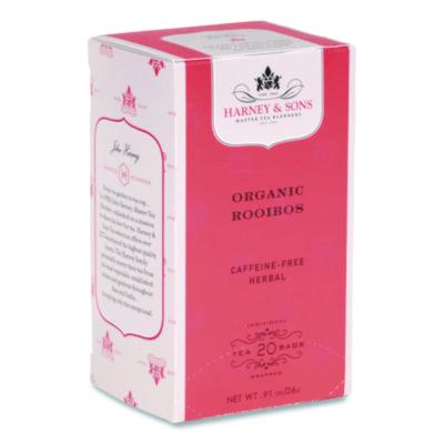 Harney & Sons Premium Tea, Organic Rooibos Herbal Tea, Individually Wrapped Tea Bags, 20/Box (HSF30081)