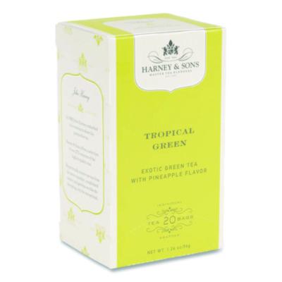 Harney & Sons Premium Tea, Tropical Green Tea, Individually Wrapped Tea Bags, 20/Box (HSF30640)
