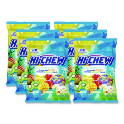 Hi-Chew Fruit Chews, Tropical, Peg Bag 3.53 oz, 6/Carton (00434)