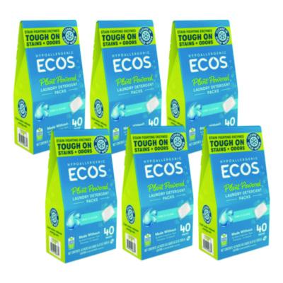 ECOS Laundry Detergent Packs, Free and Clear, 40 Pods/Pack, 6 Packs/Carton (963706CT)