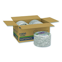 Dixie Pathways Soak Proof Shield Heavyweight Paper Plates, WiseSize, 10.13" dia, Green/Burgundy, 500/Carton (SXP10PATH)