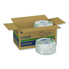 Dixie Pathways Soak-Proof Shield Mediumweight Paper Plates, WiseSize, 6.87" dia, Green/Burgundy, 500/Carton (UX7WS)