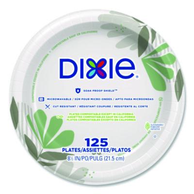 Dixie Pathways Soak-Proof Shield Mediumweight Paper Plates, 8.5" dia., Green/Burgundy, 1,000/Carton (UX9PATH)