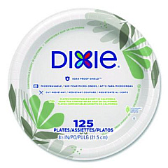 Dixie Pathways Soak-Proof Shield Mediumweight Paper Plates, 8.5" dia, Green/Burgundy, 125/Pack (UX9PATHPK)