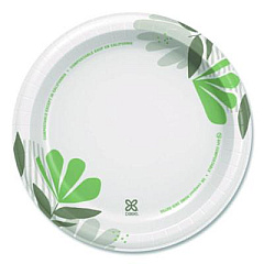 Dixie Pathways Soak-Proof Shield Mediumweight Paper Plates, WiseSize, 8.5" dia, Green/Burgundy, 125/Pack (UX9WSPK)