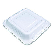 SCT ChampWare Molded-Fiber Clamshell Containers, 9 x 9 x 3, White, 100/Sleeve, 2 Sleeves/Carton (18935WPF)