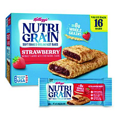 Kellogg's Nutri-Grain Soft Baked Breakfast Bars, Strawberry, Indv Wrapped 1.3 oz Bar, 16/Box (35945)