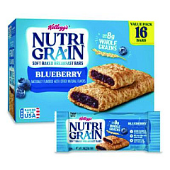 Kellogg's Nutri-Grain Soft Baked Breakfast Bars, Blueberry, Indv Wrapped 1.3 oz Bar, 16/Box (35745)