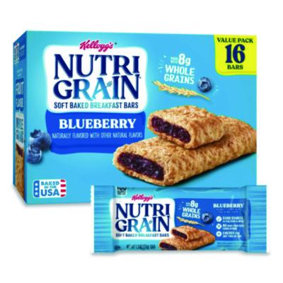 Kellogg's Nutri-Grain Soft Baked Breakfast Bars, Blueberry, Indv Wrapped 1.3 oz Bar, 16/Box (35745)