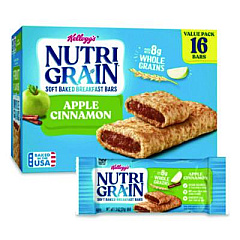 Kellogg's Nutri-Grain Soft Baked Breakfast Bars, Apple-Cinnamon, Indv Wrapped 1.3 oz Bar, 16/Box (35645)