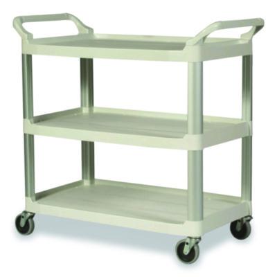 Rubbermaid Commercial Xtra Utility Cart with Open Sides, Plastic, 3 Shelves, 300 lb Capacity, 40.63" x 20" x 37.81", Off-White (409100CM)