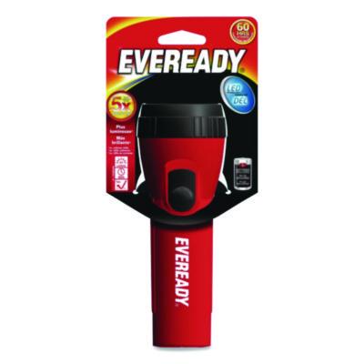 Eveready Industrial General Purpose LED Flashlight, 2 D Batteries (Sold Separately), Red (L25IN)