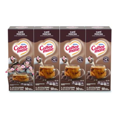 Coffee mate Liquid Coffee Creamer, Cafe Mocha, 0.38 oz Mini Cups, 50/Box, 4 Boxes/Carton (35115CT)