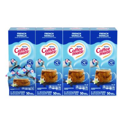 Coffee mate Liquid Coffee Creamer, French Vanilla, 0.38 oz Mini Cups, 50/Box, 4 Boxes/Carton (35170CT)