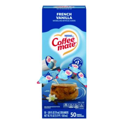 Coffee mate Liquid Coffee Creamer, French Vanilla, 0.38 oz Mini Cups, 50/Box (35170BX)