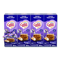 Coffee mate Liquid Coffee Creamer, Italian Sweet Cream, 0.38 oz Mini Cups, 50/Box, 4 Boxes/Carton (84652CT)