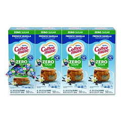 Coffee mate Liquid Coffee Creamer, Zero Sugar French Vanilla, 0.38 oz Mini Cups, 50/Box, 4 Boxes/Carton (91757CT)