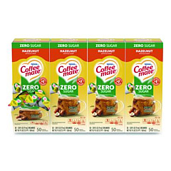 Coffee mate Liquid Coffee Creamer, Zero Sugar Hazelnut, 0.38 oz Mini Cups, 50/Box, 4 Boxes/Carton (98468CT)