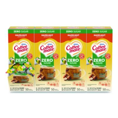 Coffee mate Liquid Coffee Creamer, Zero Sugar Hazelnut, 0.38 oz Mini Cups, 50/Box, 4 Boxes/Carton (98468CT)