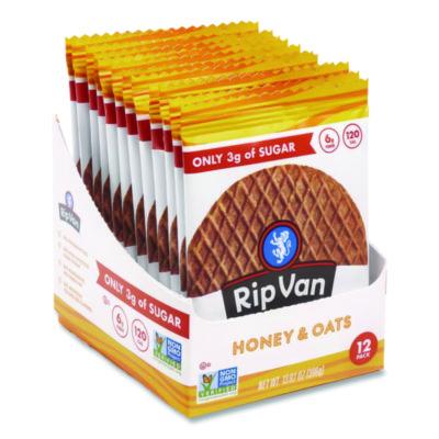 Rip Van Wafels - Single Serve, Honey and Oats, 1.16 oz Pack, 12/Box (00336)