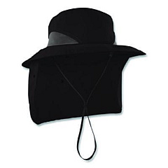 ergodyne Chill-Its 8934 Ranger Hat with Neck Shade, Microfiber/Polyester, Large/X-Large, Black (12726)