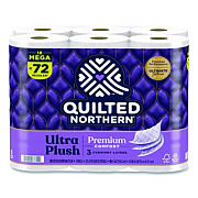 Quilted Northern Ultra Plush Bathroom Tissue, Mega Rolls, Septic Safe, 3-Ply, White, 284 Sheets/Roll, 18 Rolls/Carton (874685)