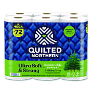 Quilted Northern Ultra Soft and Strong Bathroom Tissue, Mega Rolls, Septic Safe, 2-Ply, White, 328 Sheets/Roll, 18 Rolls/Carton (94475501)