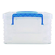 Advantus Super Stacker Lift-Off Lid Storage Tote, 14.25 x 10.3 x 6.5, Transparent/Blue (39811)