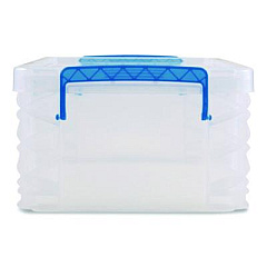 Advantus Super Stacker Lift-Off Lid Storage Tote, 14.25 x 10.3 x 6.5, Transparent/Blue (39811)