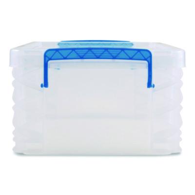 Advantus Super Stacker Lift-Off Lid Storage Tote, 14.25 x 10.3 x 6.5, Transparent/Blue (39811)