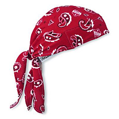 ergodyne Chill-Its 6615 High-Performance Bandana Doo Rag with Terry Cloth Sweatband, One Size Fits Most, Red Western (12479)
