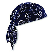 ergodyne Chill-Its 6615 High-Performance Bandana Doo Rag with Terry Cloth Sweatband, One Size Fits Most, Navy Western (12480)