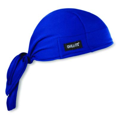ergodyne Chill-Its 6615 High-Performance Bandana Doo Rag with Terry Cloth Sweatband, One Size Fits Most, Blue (12481)