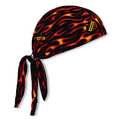 ergodyne Chill-Its 6615 High-Performance Bandana Doo Rag with Terry Cloth Sweatband, One Size Fits Most, Flames (12485)