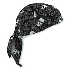 ergodyne Chill-Its 6615 High-Performance Bandana Doo Rag with Terry Cloth Sweatband, One Size Fits Most, Skulls (12519)