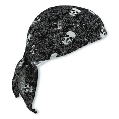 ergodyne Chill-Its 6615 High-Performance Bandana Doo Rag with Terry Cloth Sweatband, One Size Fits Most, Skulls (12519)