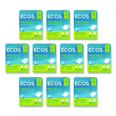 ECOS Liquidless Laundry Detergent Sheets, Free and Clear, 50 Sheets/Pack, 10 Packs/Carton (953710CT)