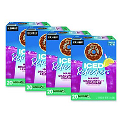The Original Donut Shop ICED Refreshers K-Cup Pods, Mango Dragonfruit Lemonade, 20/Box, 4 Boxes/Carton (0532CT)