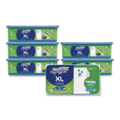 Swiffer Max/XL Wet Refill Cloths, 16.5 x 9, White, 12/Tub, 6 Tubs/Carton (74471)