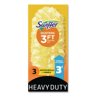 Swiffer Heavy Duty Dusters with Extendable Handle, 14" to 3 ft Handle, 1 Handle and 3 Dusters/Kit (82074)