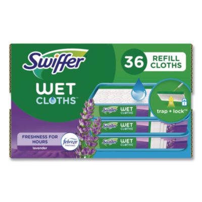 Swiffer Wet Refill Cloths, 10 x 8, Lavender Vanilla and Comfort, White, 36/Carton (55311)