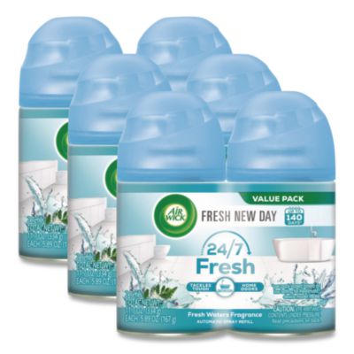 Air Wick Freshmatic Ultra Spray Refill, Fresh Waters, 5.89 oz Aerosol Spray, 2/Pack, 3 Packs/Carton (82093CT)