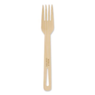 World Centric Bamboo Cutlery, Fork, Paper, Natural, 2,000/Carton (FOBB67)