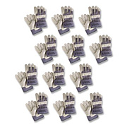 MCR Safety Mustang Leather Palm Gloves, Gunn Cut, Wing Thumb, Large, Blue/Cream, 12 Pairs (1935L)