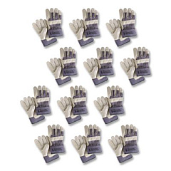 MCR Safety Mustang Leather Palm Gloves, Gunn Cut, Wing Thumb, Large, Blue/Cream, 12 Pairs (1935L)