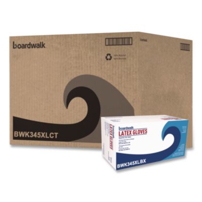 Boardwalk General-Purpose Latex Gloves, Powder-Free, X-Large, 4.4 mil Thick, 9.5" Long, Natural, 100/Box, 10 Boxes/Carton (345XLCT)